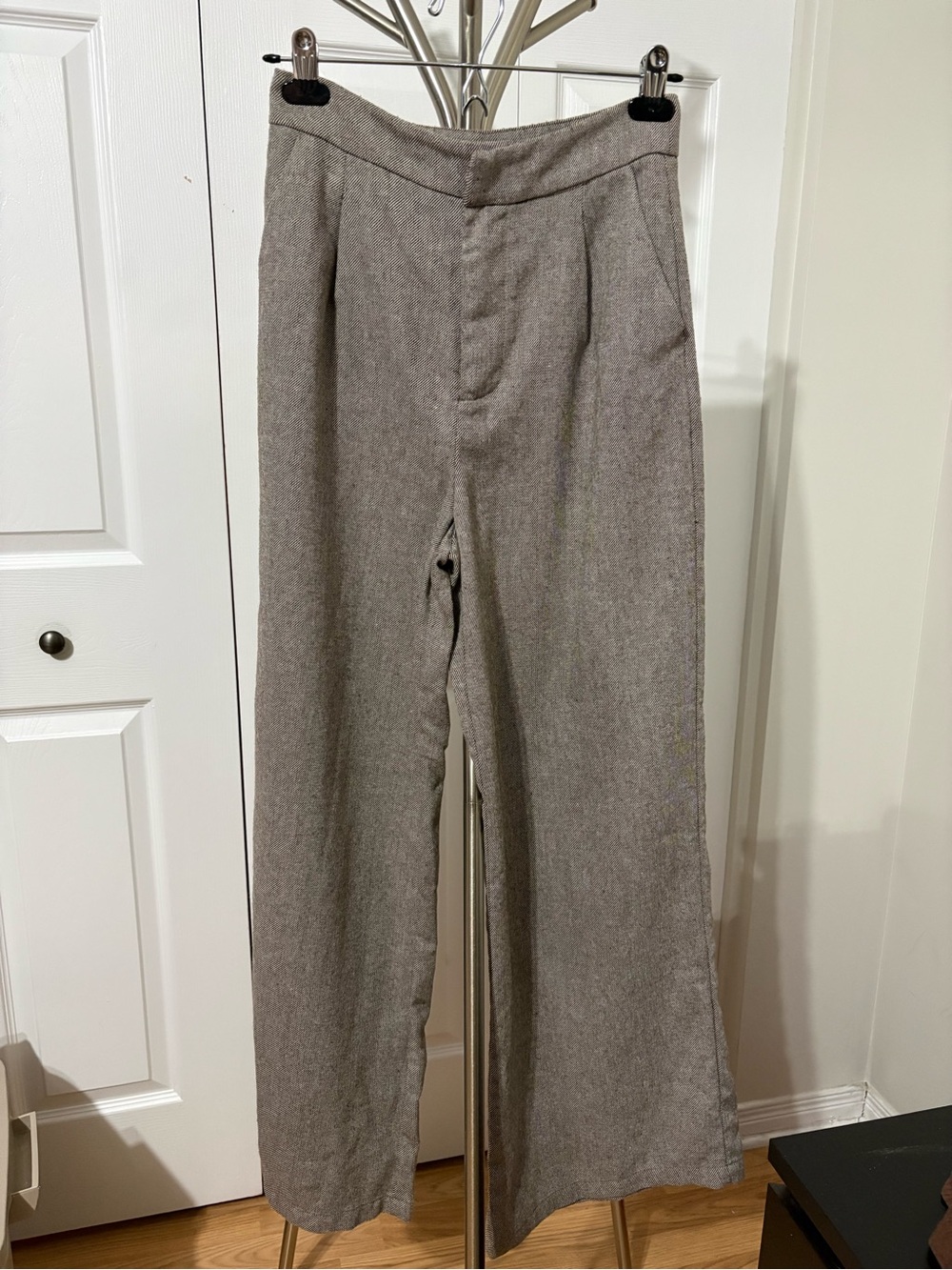 SHEIN Gray Wide-Leg High-Rise Trousers